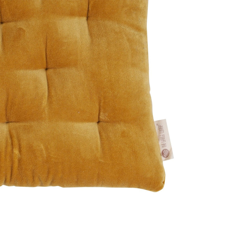 Buy Colour Blocking Velvet Chair Pad (Ocre) | Shop Verified Sustainable Pillow on Brown Living™