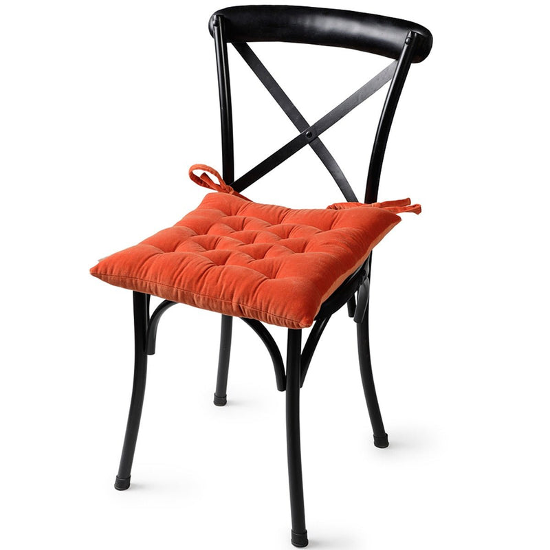 Buy Colour Blocking Velvet Chair Pad (Orange Peel) | Shop Verified Sustainable Products on Brown Living