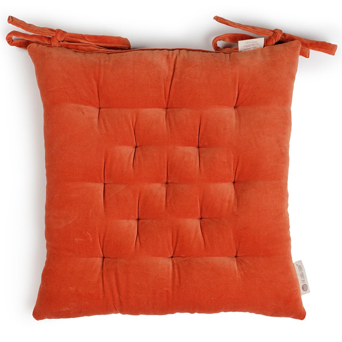 Colour Blocking Velvet Chair Pad (Orange Peel) | Verified Sustainable by Brown Living™