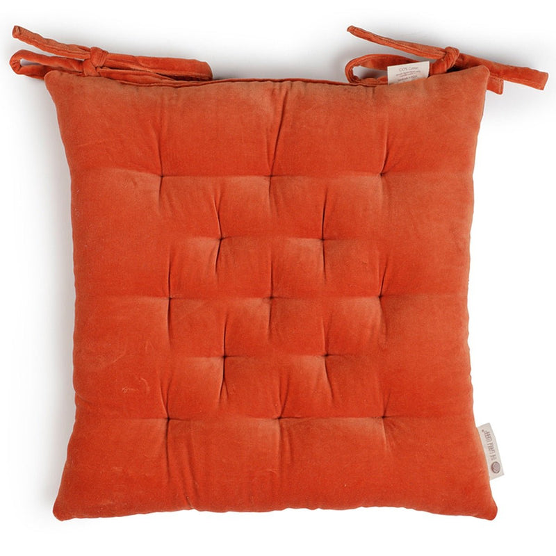 Buy Colour Blocking Velvet Chair Pad (Orange Peel) | Shop Verified Sustainable Products on Brown Living