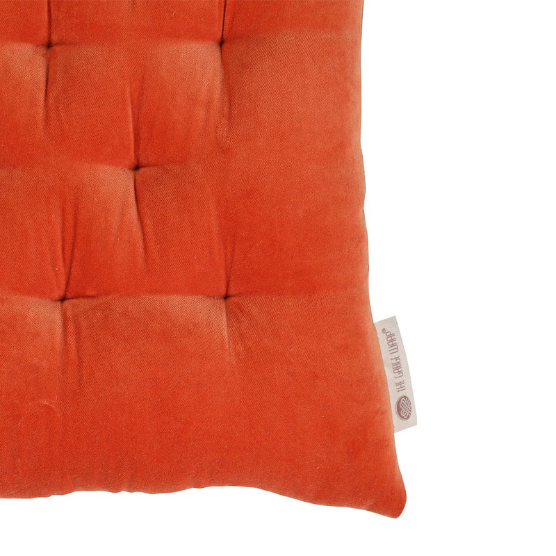 Buy Colour Blocking Velvet Chair Pad (Orange Peel) | Shop Verified Sustainable Pillow on Brown Living™