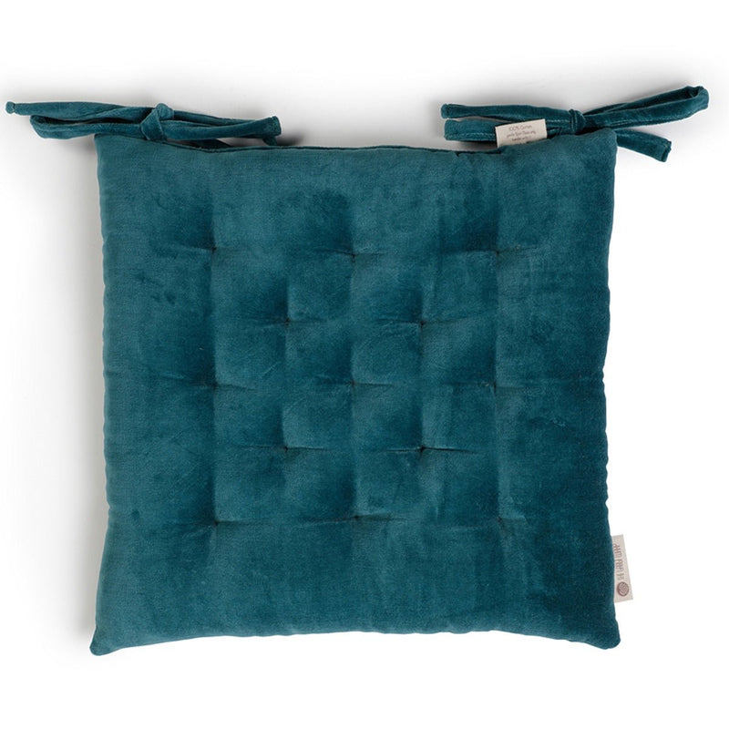 Buy Colour Blocking Velvet Chair Pad (Teal) | Shop Verified Sustainable Products on Brown Living