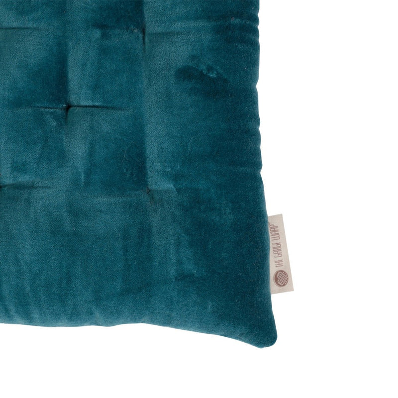 Buy Colour Blocking Velvet Chair Pad (Teal) | Shop Verified Sustainable Pillow on Brown Living™