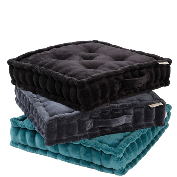 Buy Colour Blocking Velvet Floor Cusion (Black) | Shop Verified Sustainable Pillow on Brown Living™