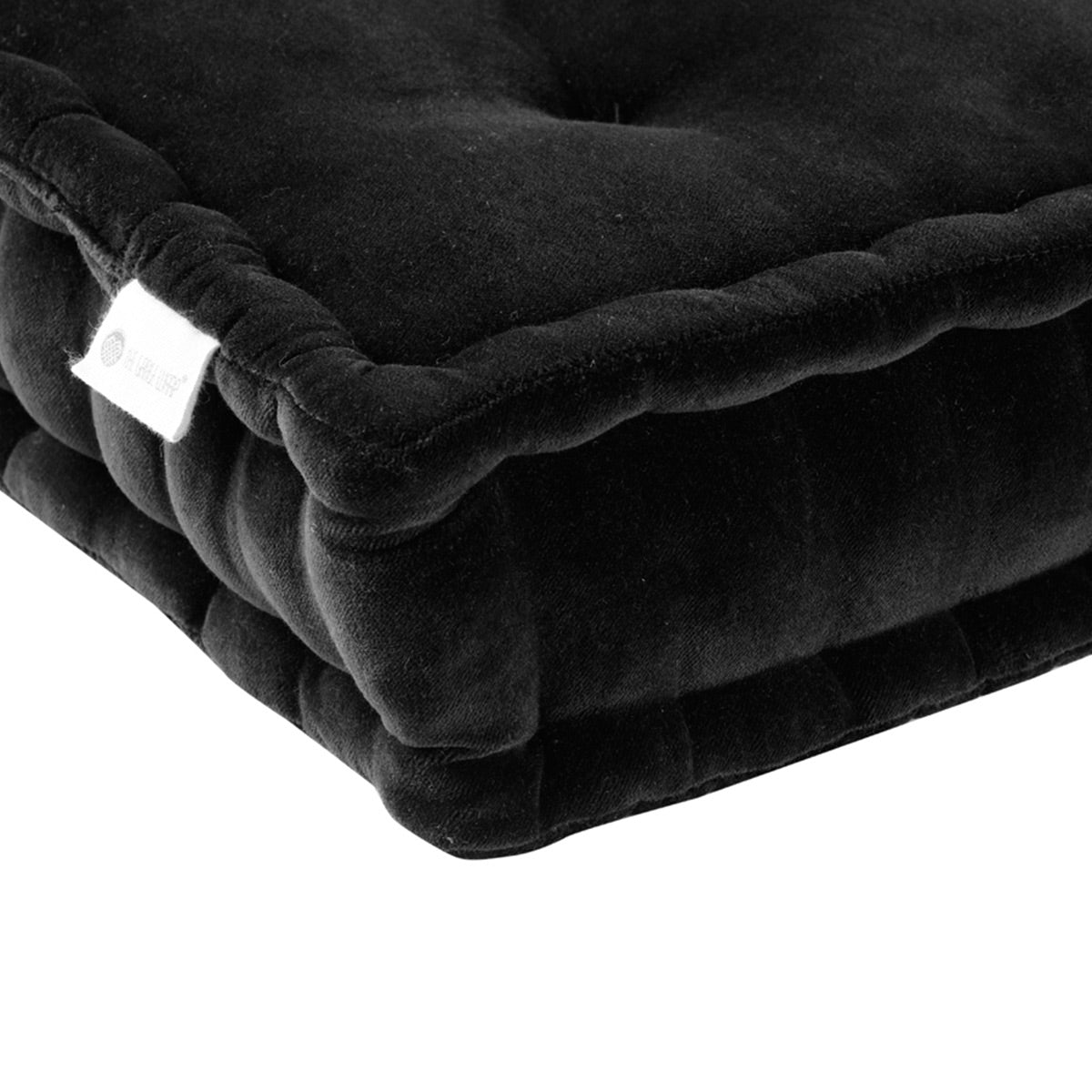 Colour Blocking Velvet Floor Cusion (Black) | Verified Sustainable by Brown Living™