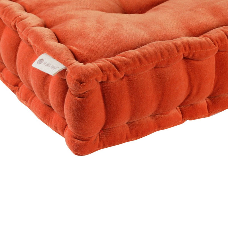 Buy Colour Blocking Velvet Floor Cusion (Orange Peel) | Shop Verified Sustainable Products on Brown Living
