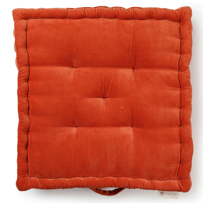 Colour Blocking Velvet Floor Cusion (Orange Peel) | Verified Sustainable by Brown Living™