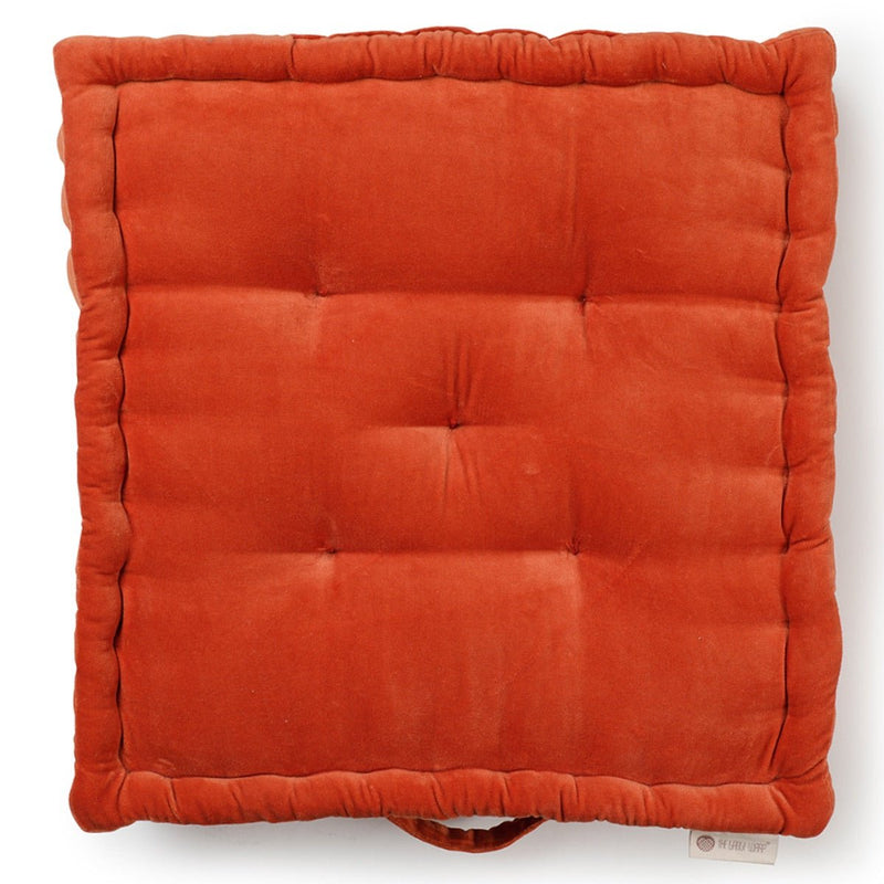 Buy Colour Blocking Velvet Floor Cusion (Orange Peel) | Shop Verified Sustainable Pillow on Brown Living™