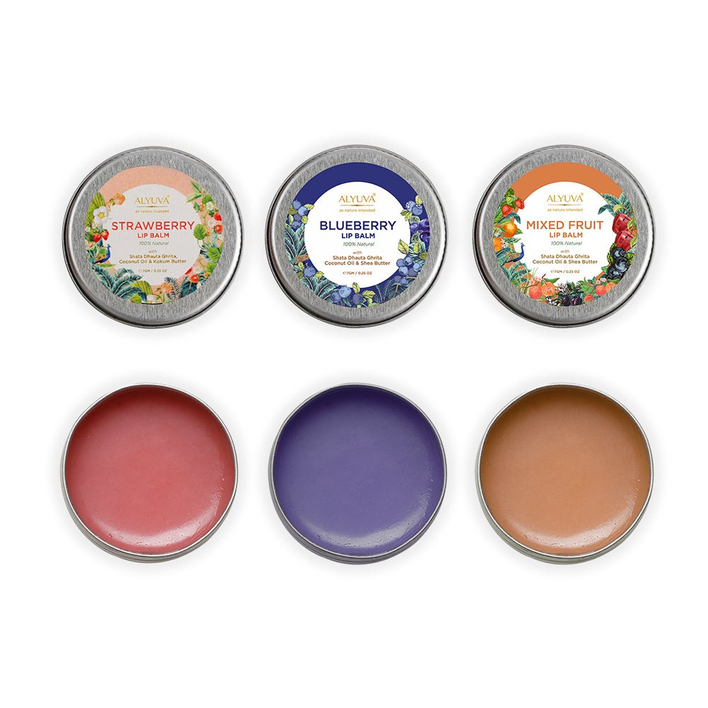 Lip Balm Combo - Natural Strawberry, Blueberry & Mix Fruit - 7gms Each | Verified Sustainable by Brown Living™