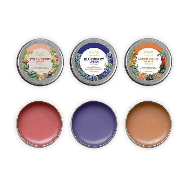 Buy Lip Balm Combo- Natural Strawberry, Blueberry & Mix Fruit- 7gms Each | Shop Verified Sustainable Lip Balms on Brown Living™