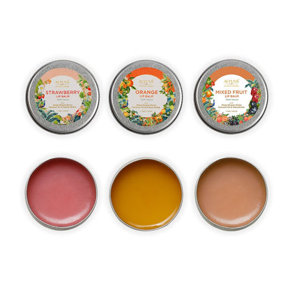 Combo of Ghee Enriched 100% Natural Strawberry, Orange & Blueberry Lip Balms, 7gms Each | Verified Sustainable by Brown Living™