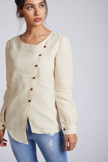 Buy Compass Asymmetric Top Light Beige | Shop Verified Sustainable Womens Top on Brown Living™