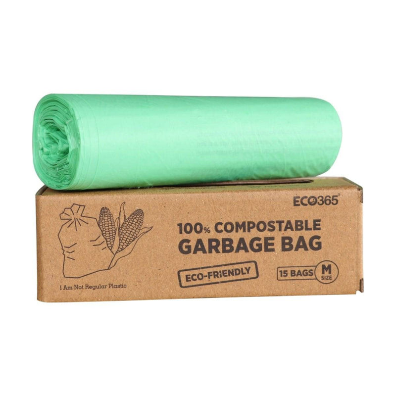 Buy Compostable Garbage Bag, 19 x 21 Inches Medium - Pack Of 9 (135Pcs) | Shop Verified Sustainable Cleaning Supplies on Brown Living™