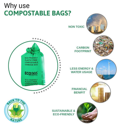 Compostable Garbage Bag Medium 19x21 Inches Medium - Pack of 3 (45Pcs) | Verified Sustainable by Brown Living™