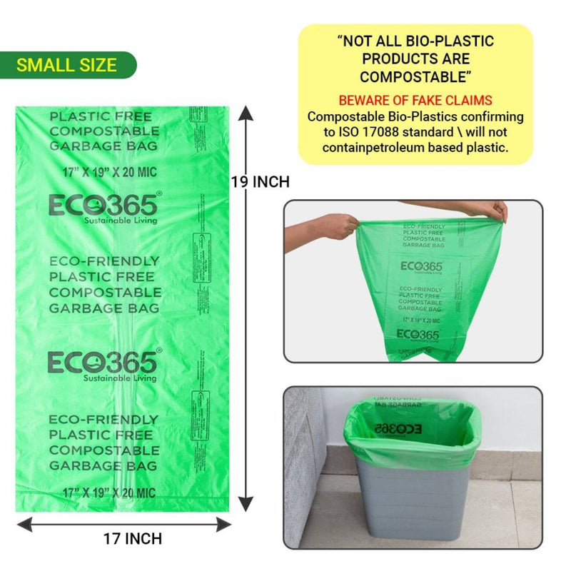 Buy Compostable Garbage Bags - 17X19 Small, Pack Of 135 | Shop Verified Sustainable Cleaning Supplies on Brown Living™