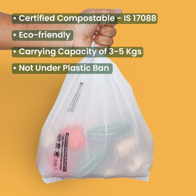 Buy Compostable Grocery Bags - 16x20 inch, 30 Micron, 1000pcs | Shop Verified Sustainable Packing Materials on Brown Living™