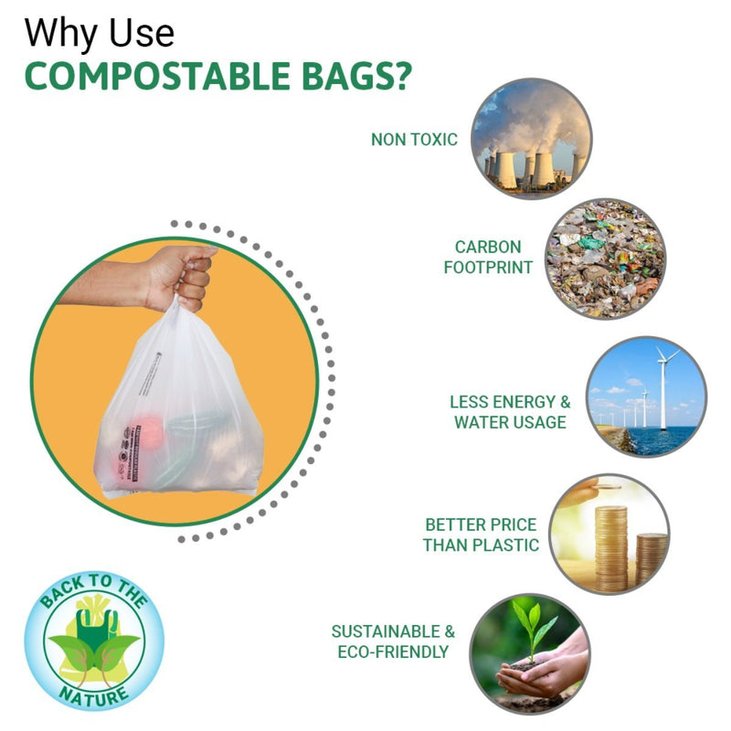 Buy Compostable Grocery Bags - 16x20 inch, 30 Micron, 1000pcs | Shop Verified Sustainable Products on Brown Living