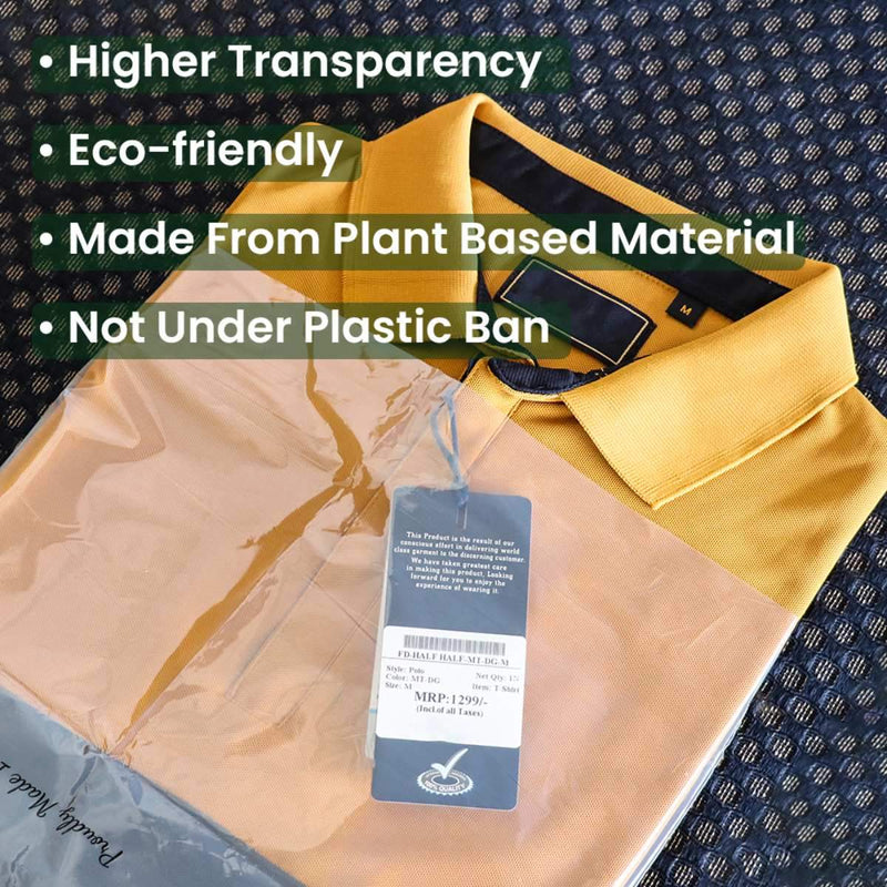 Buy Compostable Transparent Garment Bags - 12x16+2 inch Flap, 1000pcs | Shop Verified Sustainable Packing Materials on Brown Living™