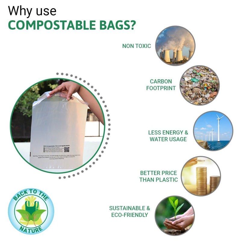 Buy Compostable Transparent Garment Bags - 12x16+2 inch Flap, 1000pcs | Shop Verified Sustainable Packing Materials on Brown Living™