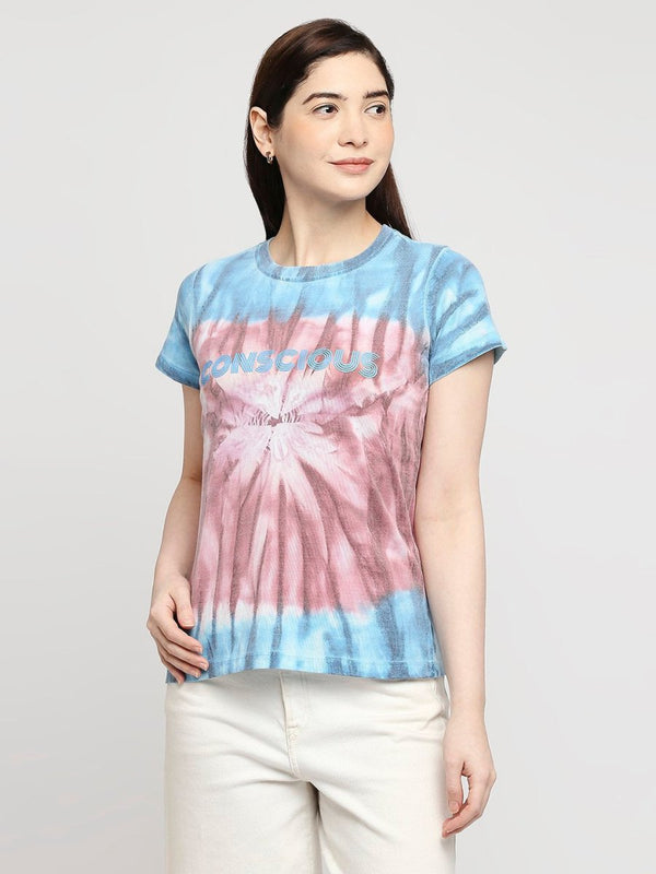 Buy Conscious Tie-Dye T-shirt | Recycled Polyester + Recycled Cotton Blend | Shop Verified Sustainable Womens T-Shirt on Brown Living™