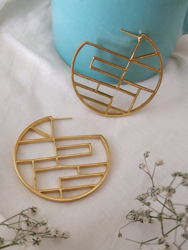 Buy Constructive Hoop Gold Earrings | Shop Verified Sustainable Products on Brown Living