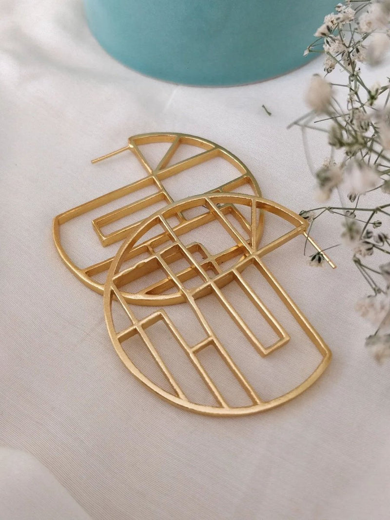 Buy Constructive Hoop Gold Earrings | Shop Verified Sustainable Products on Brown Living
