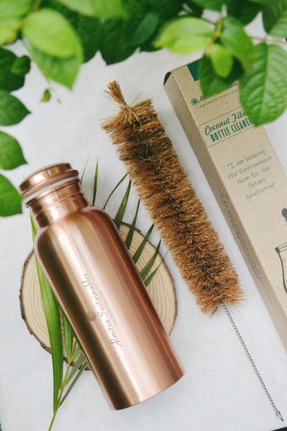 Copper Bottle and Coconut Fiber Bottle Cleaner | Verified Sustainable by Brown Living™