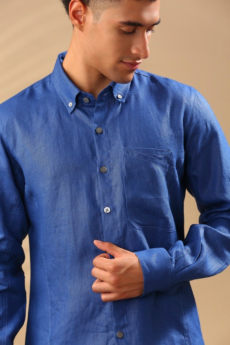 Copy of Aspen Button Down Shirt - Blue | Verified Sustainable Mens Shirt on Brown Living™
