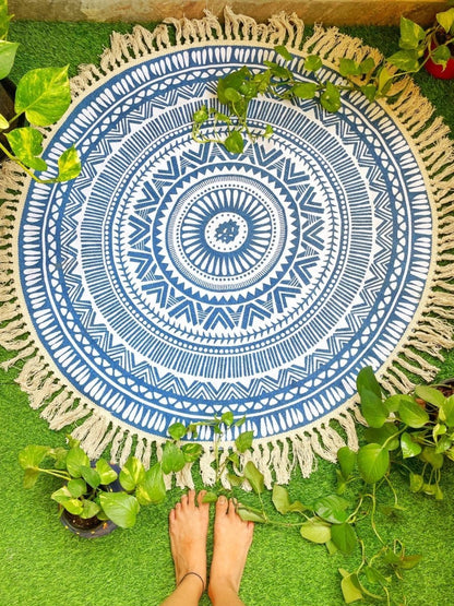 Round Boho Rug & Meditation Mat | Verified Sustainable by Brown Living™