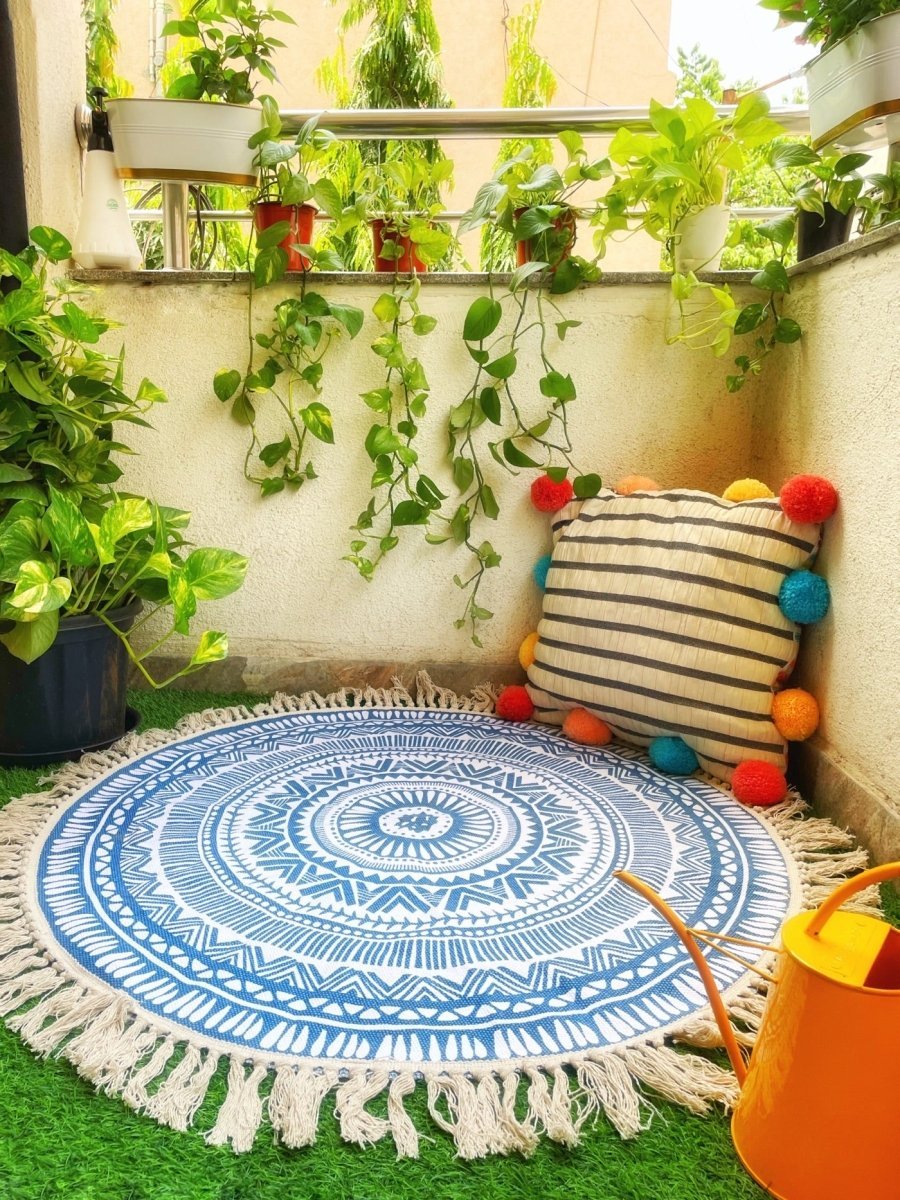 Round Boho Rug & Meditation Mat | Verified Sustainable by Brown Living™