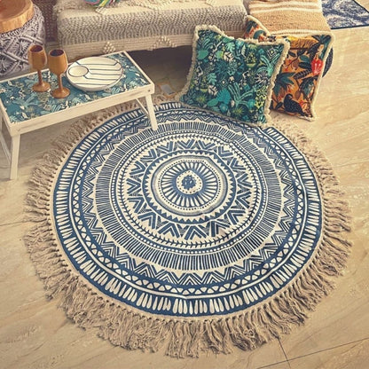 Round Boho Rug & Meditation Mat | Verified Sustainable by Brown Living™