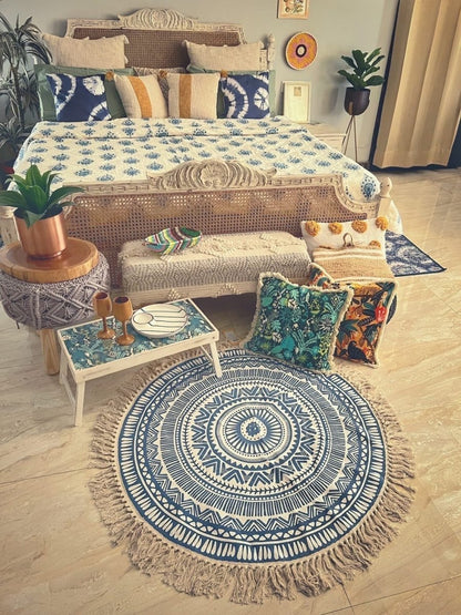 Round Boho Rug & Meditation Mat | Verified Sustainable by Brown Living™