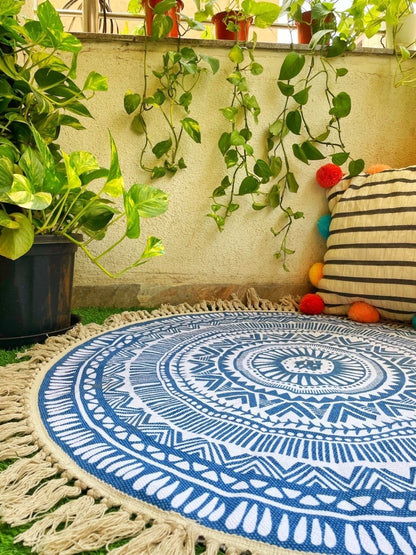 Round Boho Rug & Meditation Mat | Verified Sustainable by Brown Living™