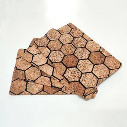 Cork Dinner Table Set - Coasters, Trivets and Placemats – Table Essentials by GreenFootPrint available on Brown Living™. Set of 2 Coasters 2 Trivets 2 Placemats . SKU: CK - HexSet2. Img 4.
