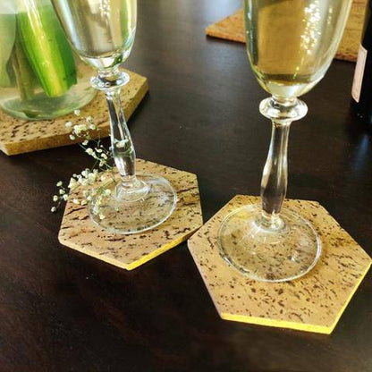 Cork Dinner Table Set - Coasters, Trivets and Placemats – Table Essentials by GreenFootPrint available on Brown Living™. Set of 2 Coasters 2 Trivets 2 Placemats . SKU: CK - HexSet2. Img 3.
