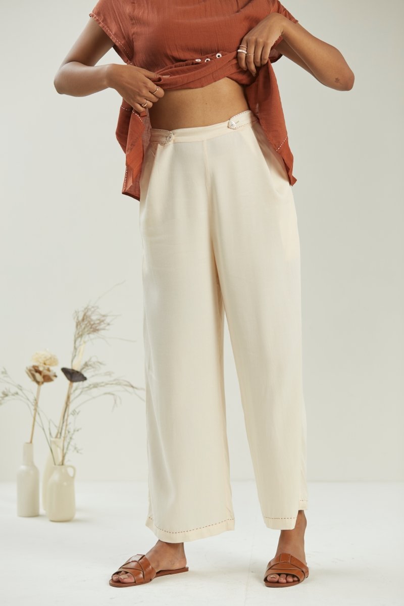 Buy Cosmic Latte Trouser | Womens Trousers | Shop Verified Sustainable Womens trouser on Brown Living™
