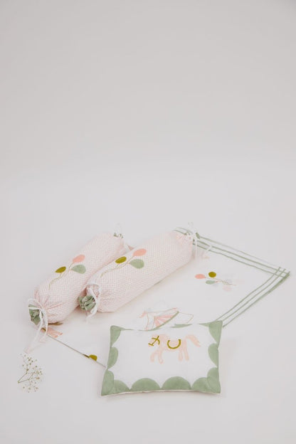 Cot Bedding Set - I Am Going To The Circus - Peach | Verified Sustainable by Brown Living™