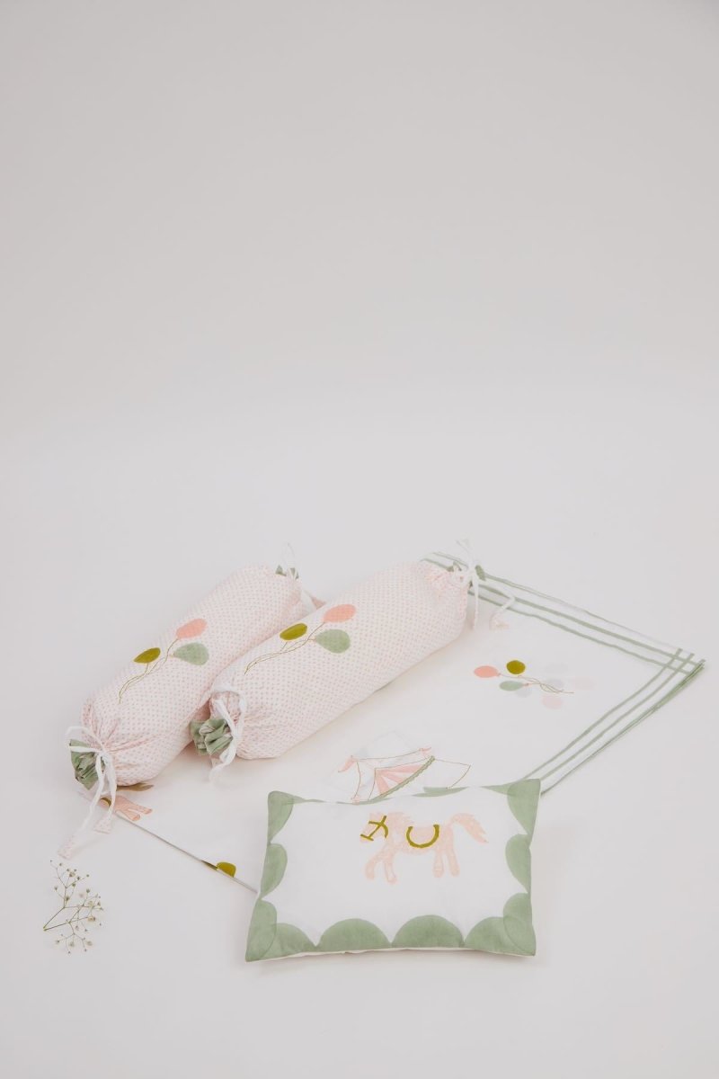 Cot Bedding Set - I Am Going To The Circus - Peach | Verified Sustainable by Brown Living™