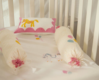 Cot Bedding Set - I Am Going To The Circus - Pink | Verified Sustainable by Brown Living™