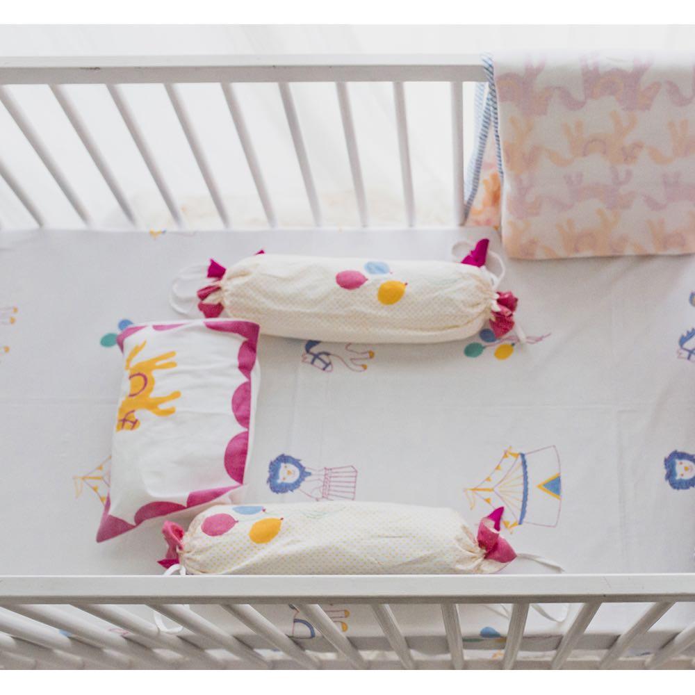 Cot Bedding Set - I Am Going To The Circus - Pink | Verified Sustainable by Brown Living™