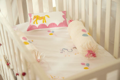 Cot Bedding Set - I Am Going To The Circus - Pink | Verified Sustainable by Brown Living™