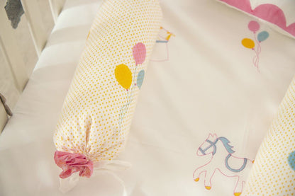 Cot Bedding Set - I Am Going To The Circus - Pink | Verified Sustainable by Brown Living™