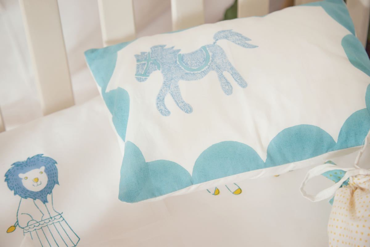 Cot Bedding Set - I Am Going To The Circus - Teal | Verified Sustainable by Brown Living™