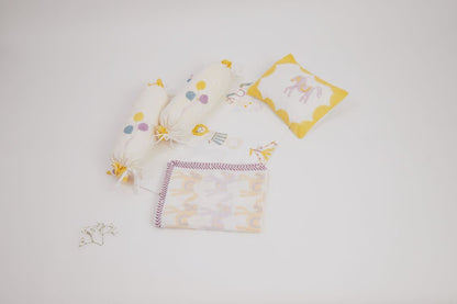 Cot Bedding Set - I Am Going To The Circus With Dohar - Yellow | Verified Sustainable by Brown Living™