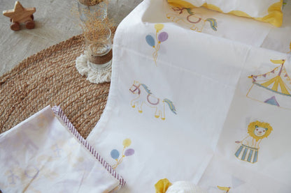 Cot Bedding Set - I Am Going To The Circus With Dohar - Yellow | Verified Sustainable by Brown Living™