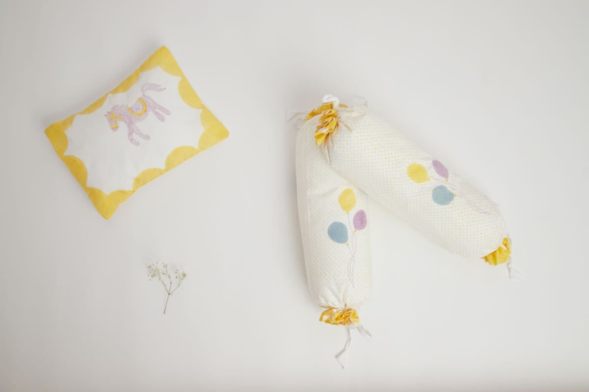 Cot Bedding Set - I Am Going To The Circus With Dohar - Yellow | Verified Sustainable by Brown Living™