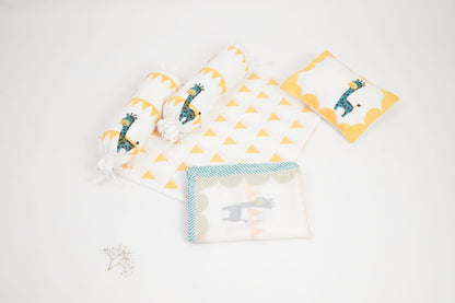 Cot Bedding Set - My Best Friend Gira Giraffe With Dohar - Yellow | Verified Sustainable by Brown Living™