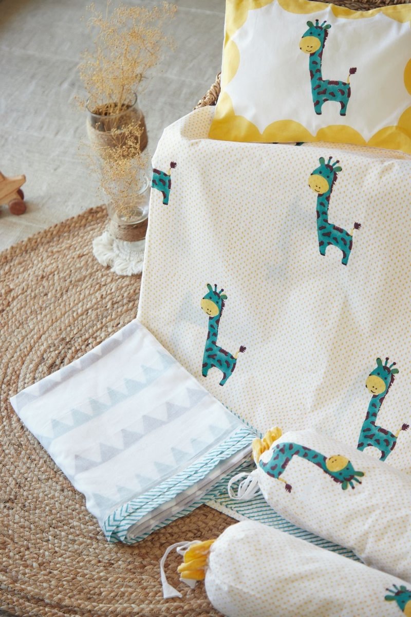 Cot Bedding Set - My Best Friend Gira The Giraffe - Yellow | Verified Sustainable by Brown Living™