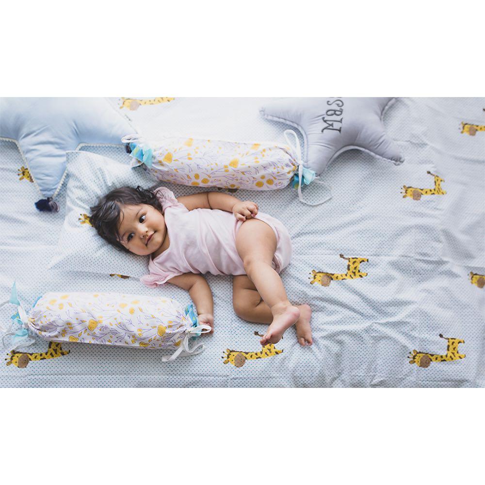 Cot Bedding Set - My Best Friend The Giraffe - Blue | Verified Sustainable by Brown Living™