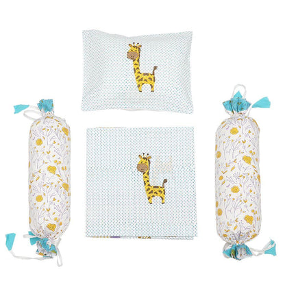 Cot Bedding Set - My Best Friend The Giraffe With Dohar - Blue | Verified Sustainable by Brown Living™